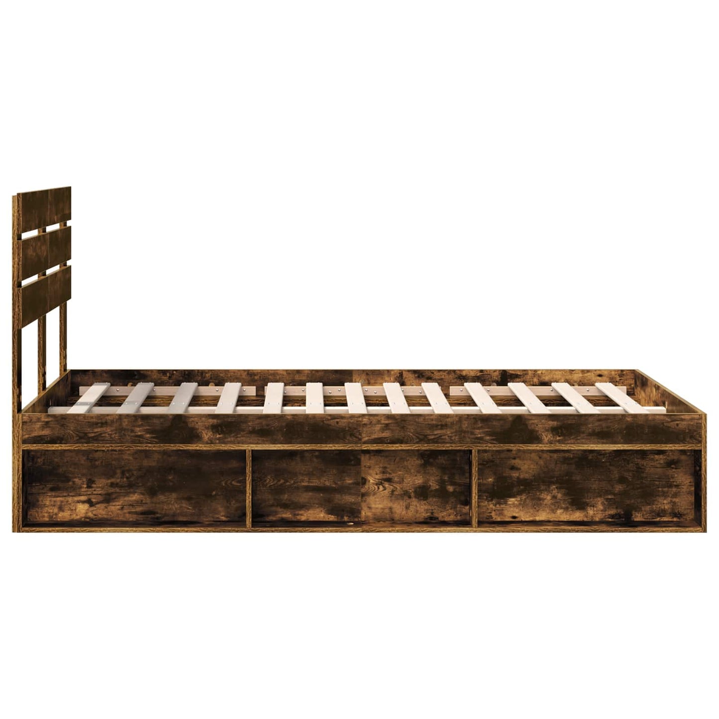 vidaXL Bed Frame Smoked Oak 135 x 190 cm Solid Pine Wood