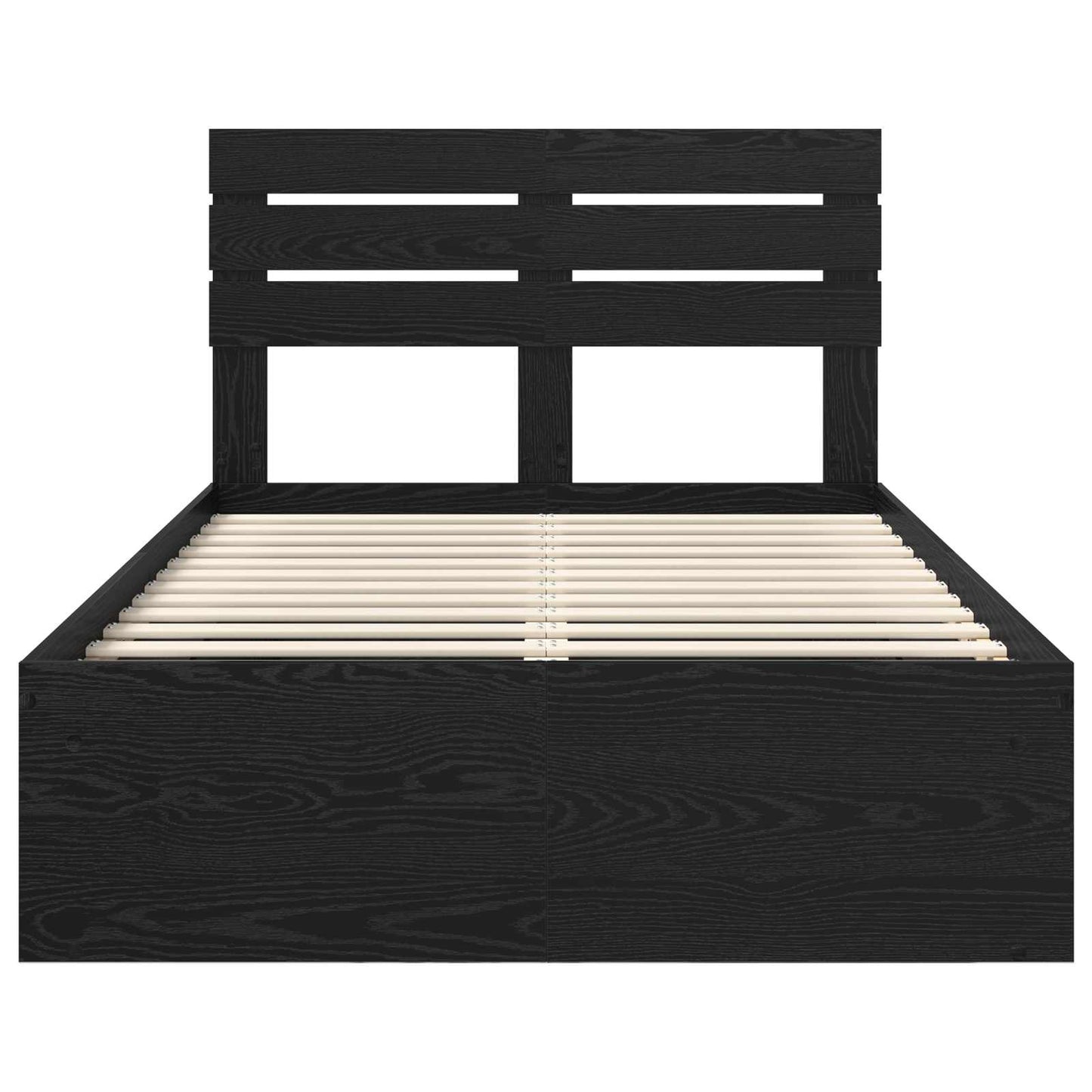 vidaXL Bed Frame with Headboard Black 120 x 200 cm Solid Pine Wood
