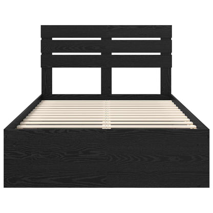 vidaXL Bed Frame with Headboard Black 120 x 200 cm Solid Pine Wood