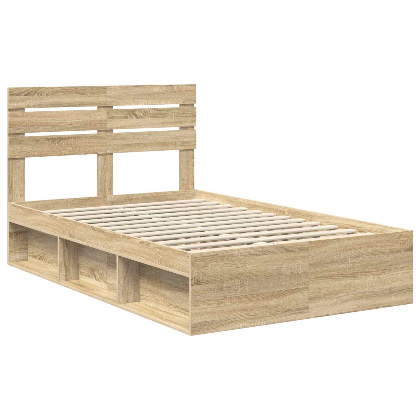 vidaXL Bed Frame with Headboard Sonoma 120 x 200 cm Solid Pine Wood