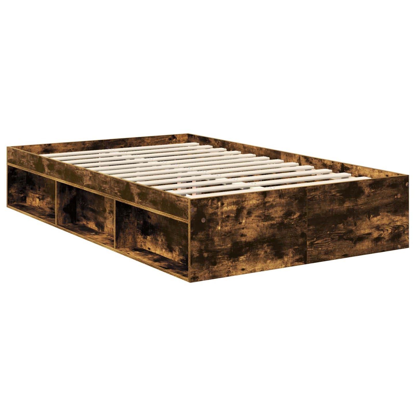 vidaXL Bed Frame Smoked Oak 120 x 200 cm Solid Pine Wood