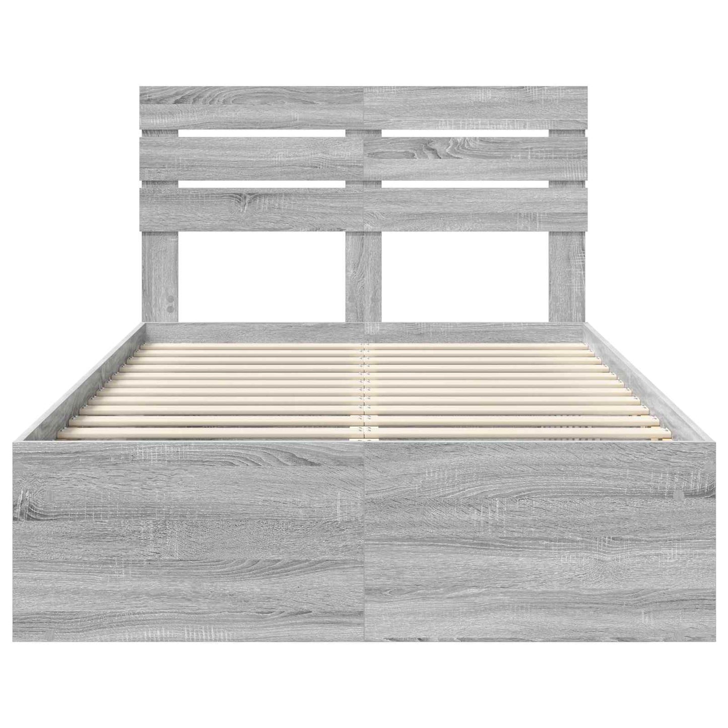 vidaXL Bed Frame Grey Sonoma 120 x 200 cm Solid Pine Wood