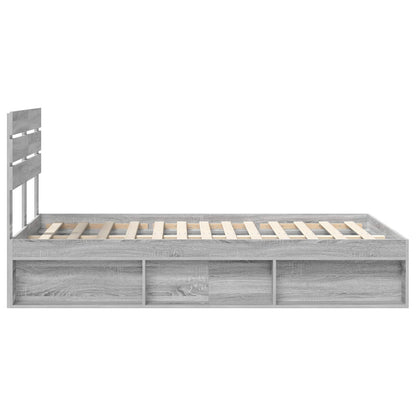vidaXL Bed Frame Grey Sonoma 120 x 200 cm Solid Pine Wood