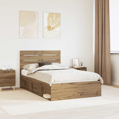 vidaXL Bed Frame Artisian Oak 120 x 200 cm Solid Pine Wood