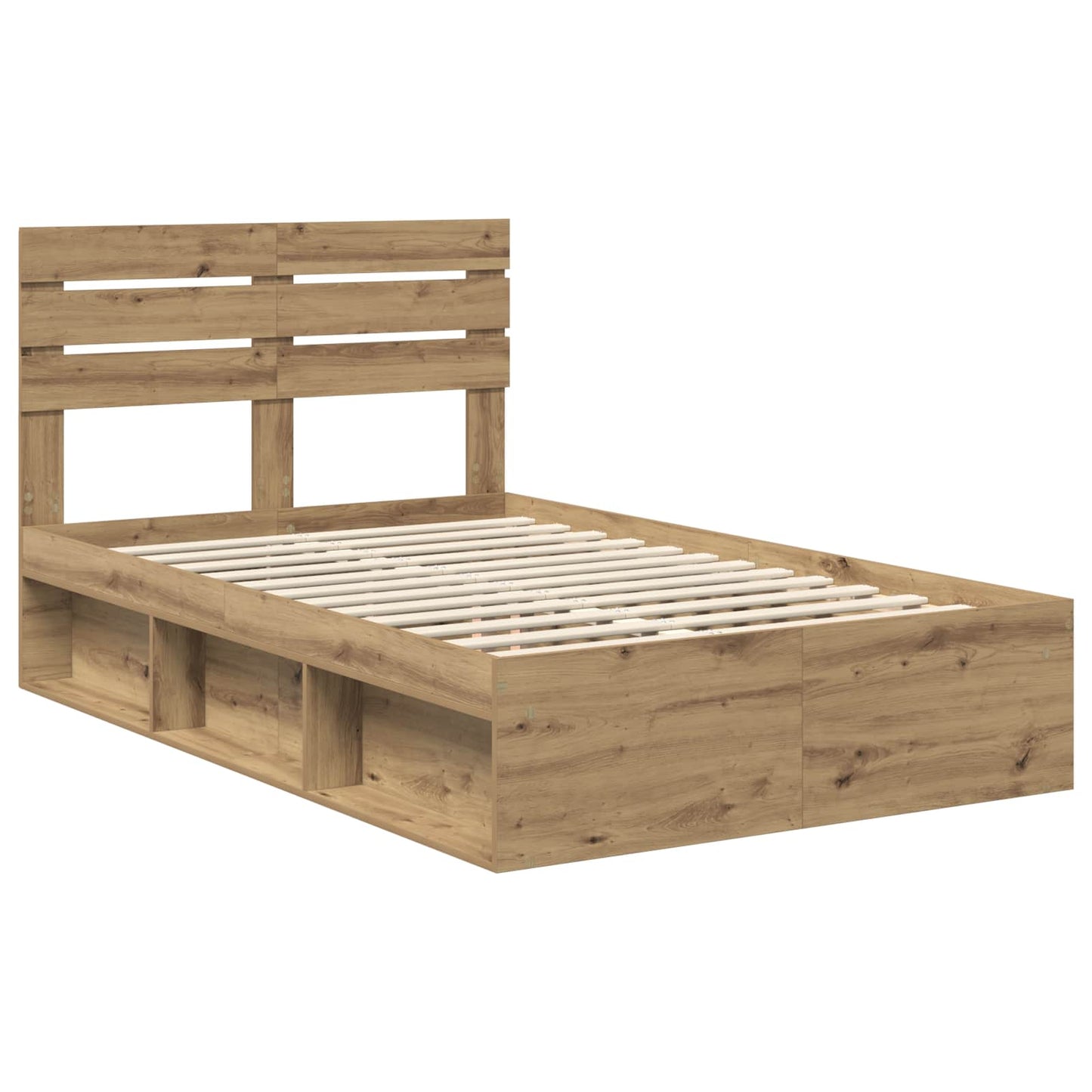 vidaXL Bed Frame Artisian Oak 120 x 200 cm Solid Pine Wood