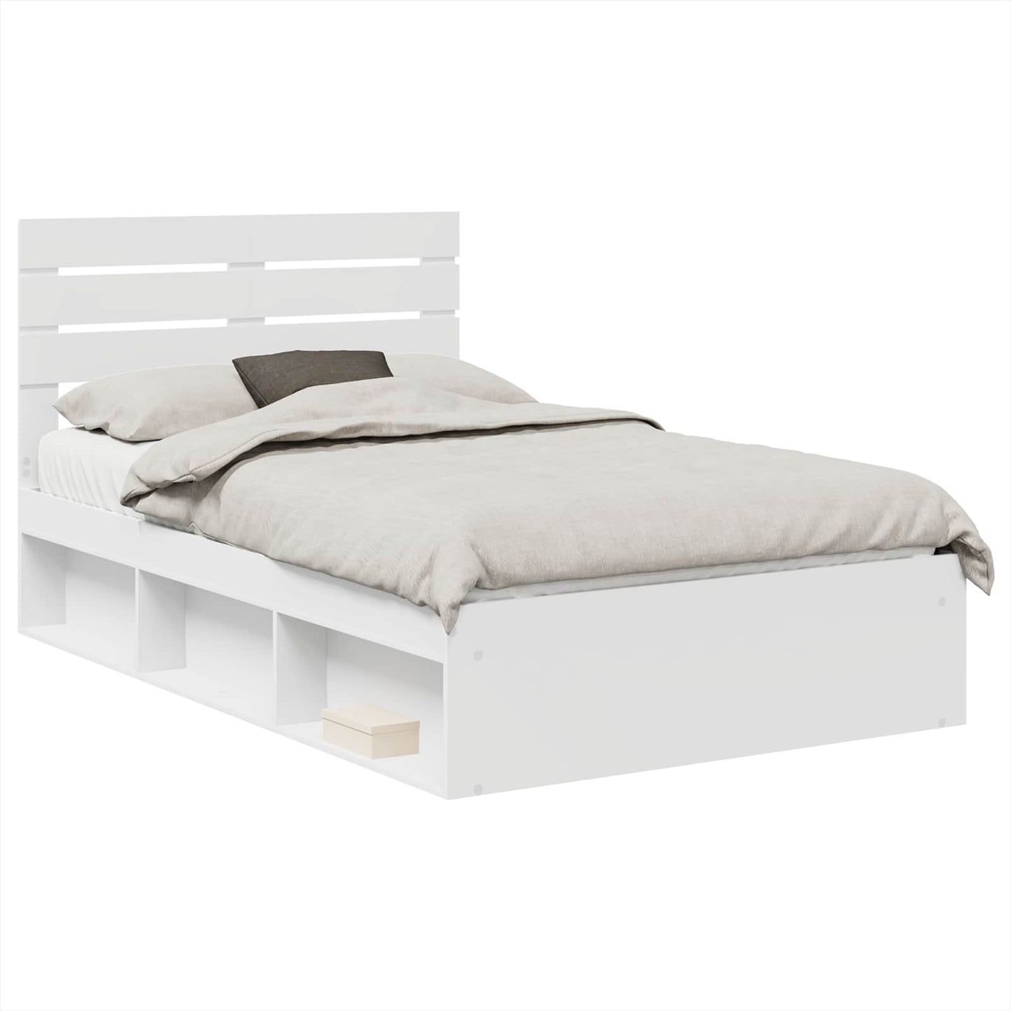 vidaXL Bed Frame with Headboard White 120 x 190 cm Solid Pine Wood