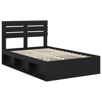 vidaXL Bed Frame with Headboard Black 120 x 190 cm Solid Pine Wood