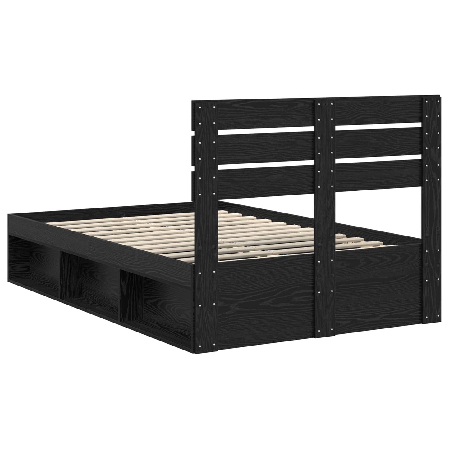 vidaXL Bed Frame with Headboard Black 120 x 190 cm Solid Pine Wood