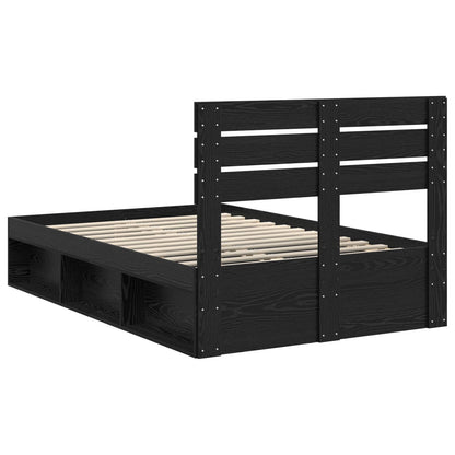 vidaXL Bed Frame with Headboard Black 120 x 190 cm Solid Pine Wood