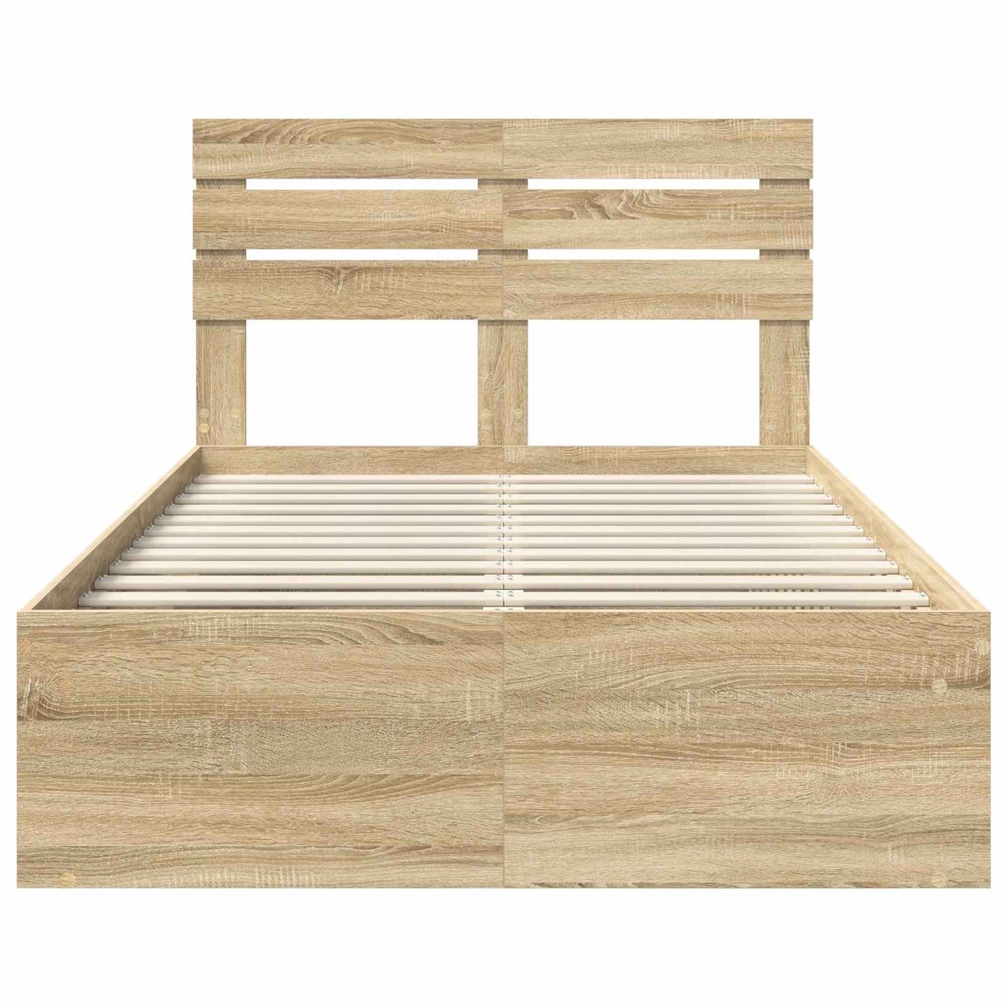 vidaXL Bed Frame with Headboard Sonoma 120 x 190 cm Solid Pine Wood