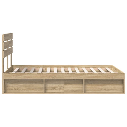 vidaXL Bed Frame with Headboard Sonoma 120 x 190 cm Solid Pine Wood