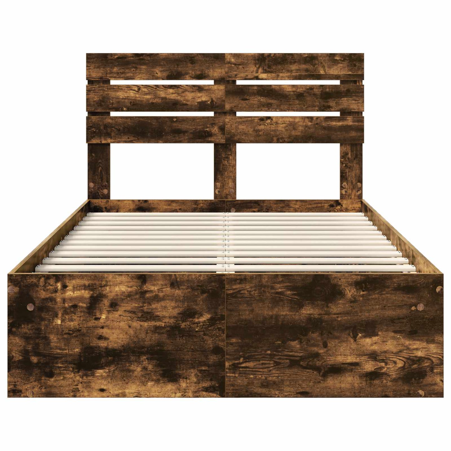 vidaXL Bed Frame Smoked Oak 120 x 190 cm Solid Pine Wood