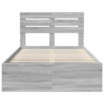 vidaXL Bed Frame Grey Sonoma 120 x 190 cm Solid Pine Wood