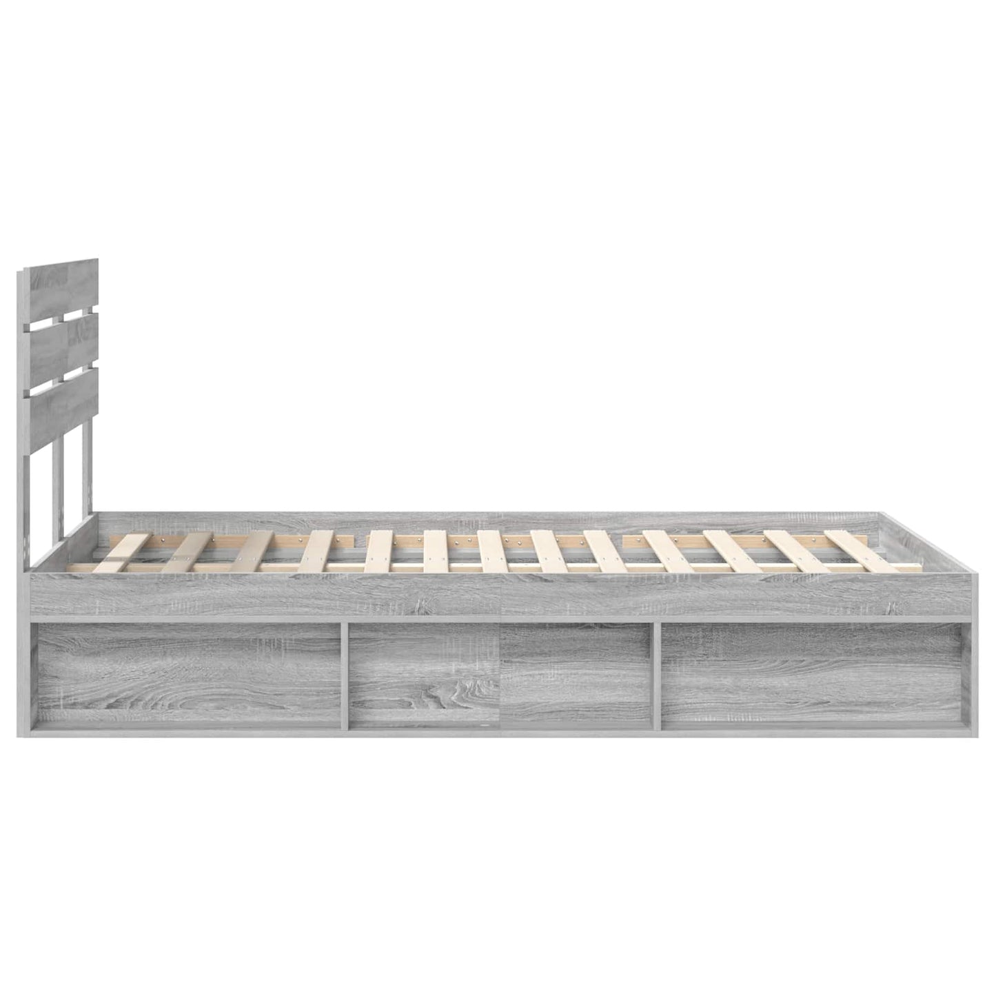 vidaXL Bed Frame Grey Sonoma 120 x 190 cm Solid Pine Wood