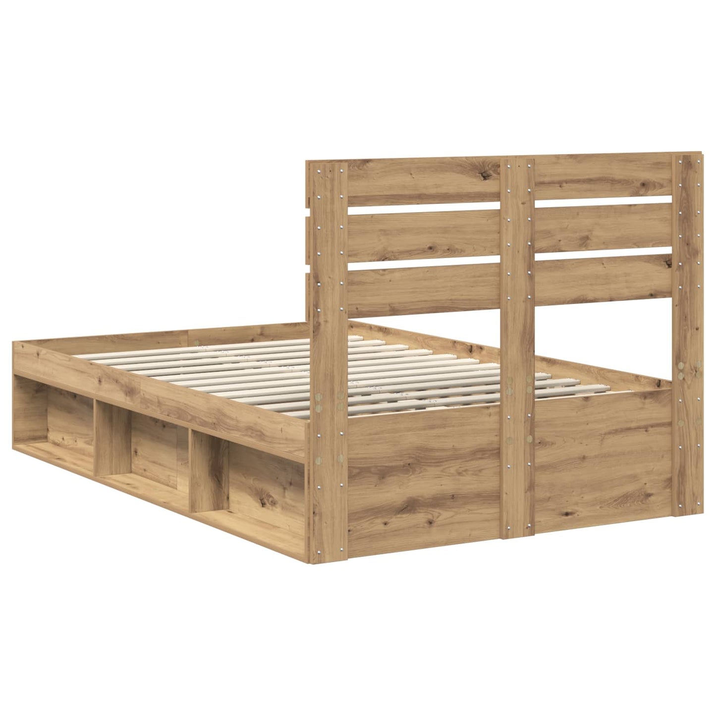 vidaXL Bed Frame Artisian Oak 120 x 190 cm Solid Pine Wood
