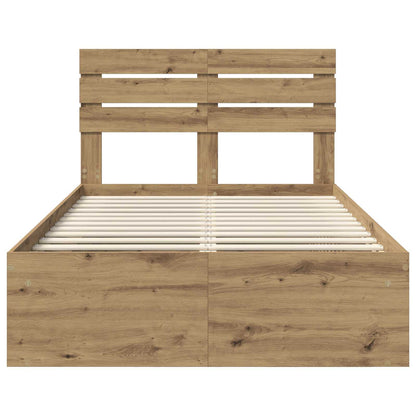 vidaXL Bed Frame Artisian Oak 120 x 190 cm Solid Pine Wood