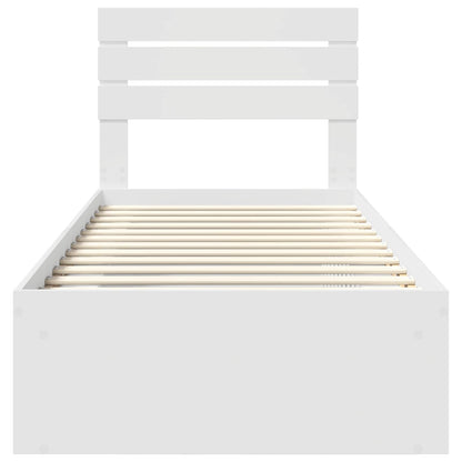 vidaXL Bed Frame with Headboard White 100 x 200 cm Solid Pine Wood