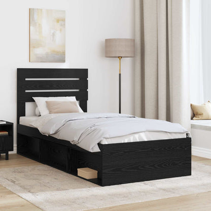 vidaXL Bed Frame with Headboard Black 100 x 200 cm Solid Pine Wood