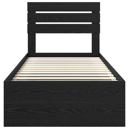 vidaXL Bed Frame with Headboard Black 100 x 200 cm Solid Pine Wood