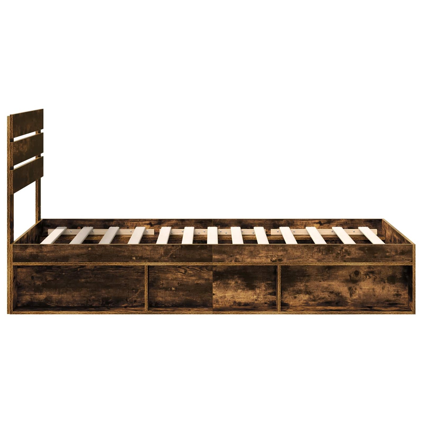 vidaXL Bed Frame Smoked Oak 100 x 200 cm Solid Pine Wood