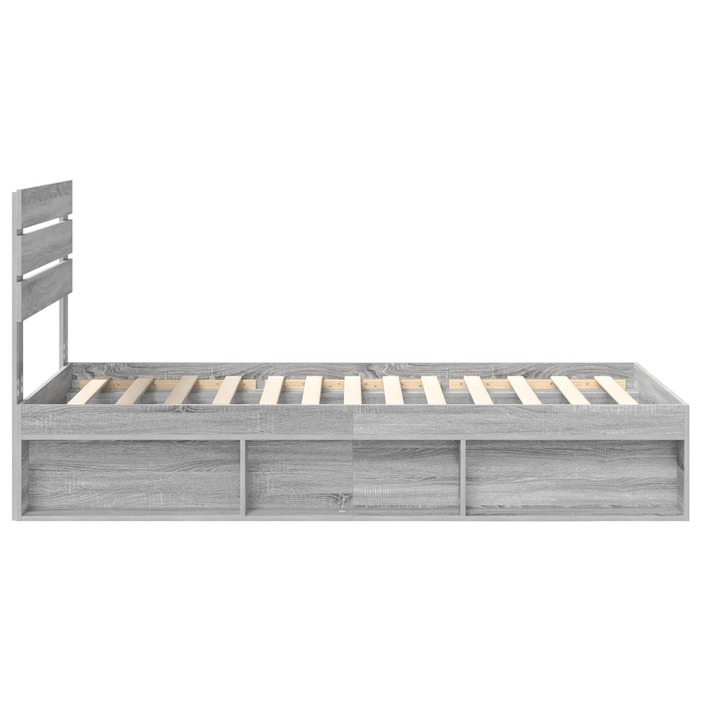 vidaXL Bed Frame Grey Sonoma 100 x 200 cm Solid Pine Wood