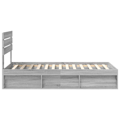 vidaXL Bed Frame Grey Sonoma 100 x 200 cm Solid Pine Wood