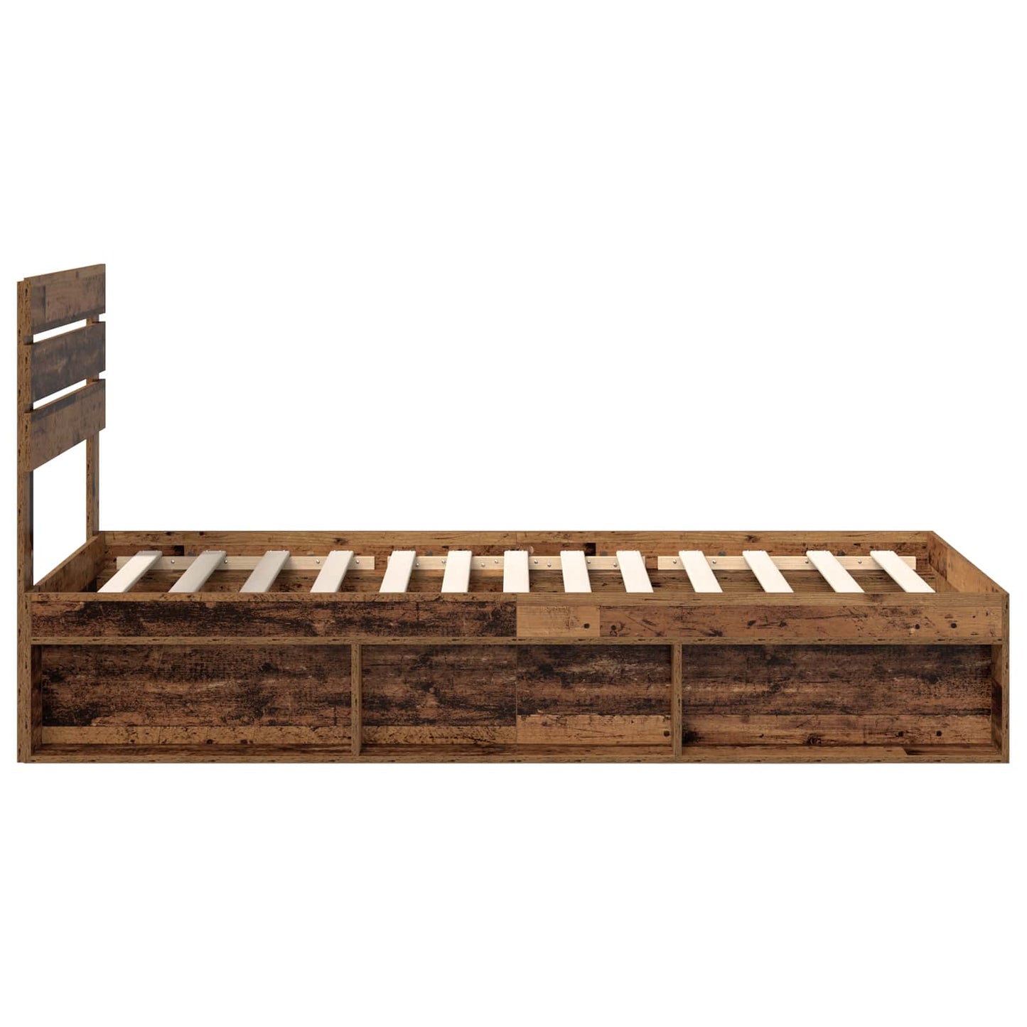 vidaXL Bed Frame with Headboard Old Wood 100 x 200 cm Solid Pine Wood