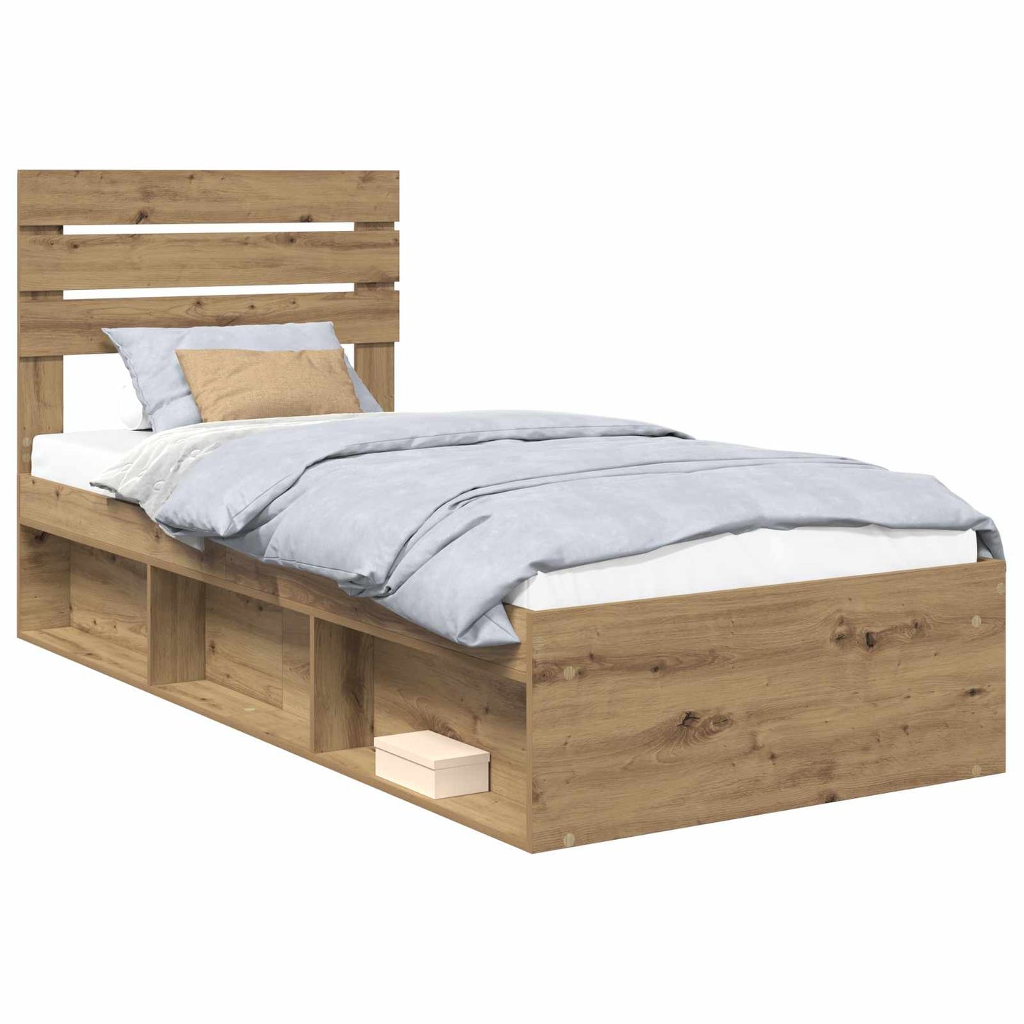 vidaXL Bed Frame Artisian Oak 100 x 200 cm Solid Pine Wood