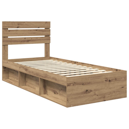 vidaXL Bed Frame Artisian Oak 100 x 200 cm Solid Pine Wood
