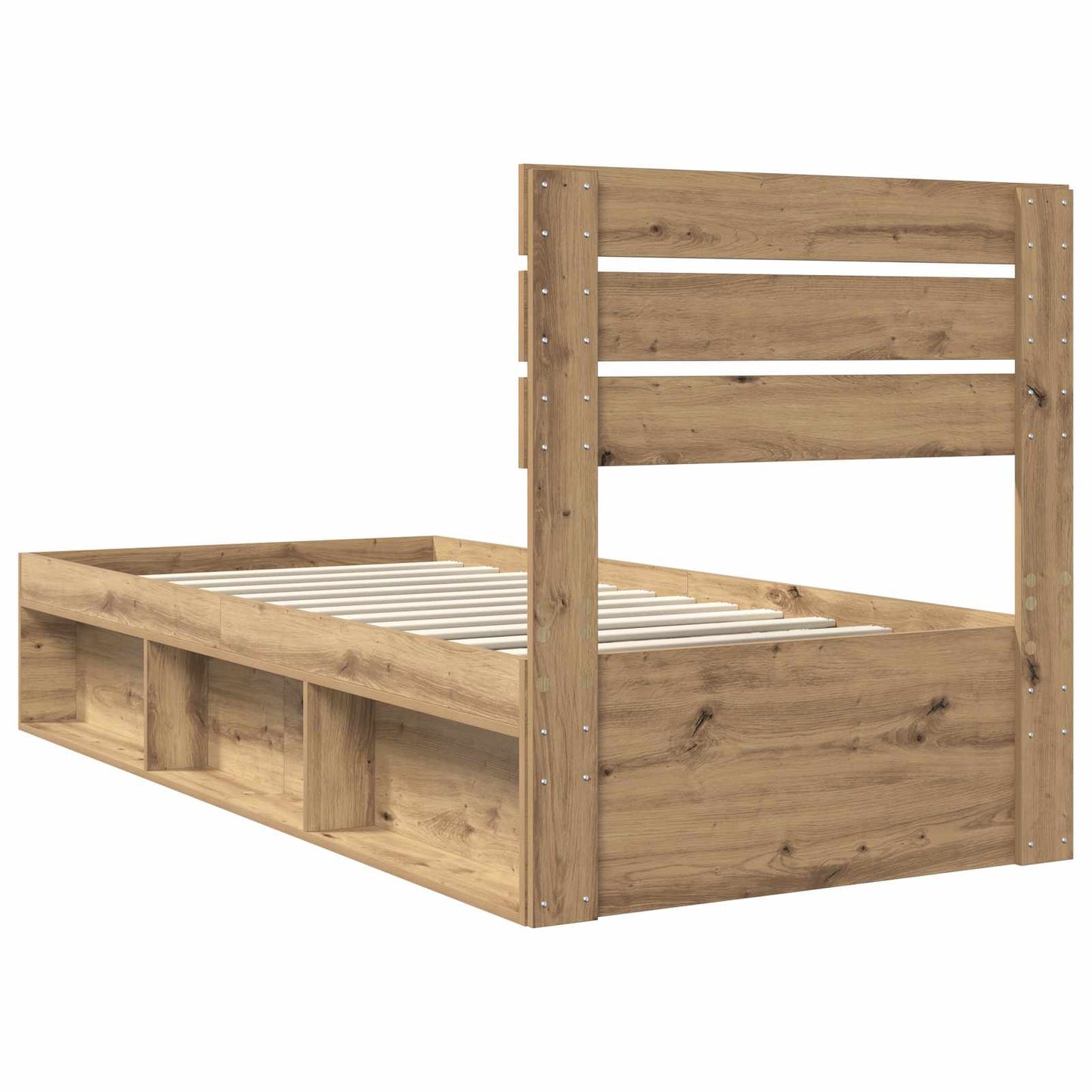 vidaXL Bed Frame Artisian Oak 100 x 200 cm Solid Pine Wood