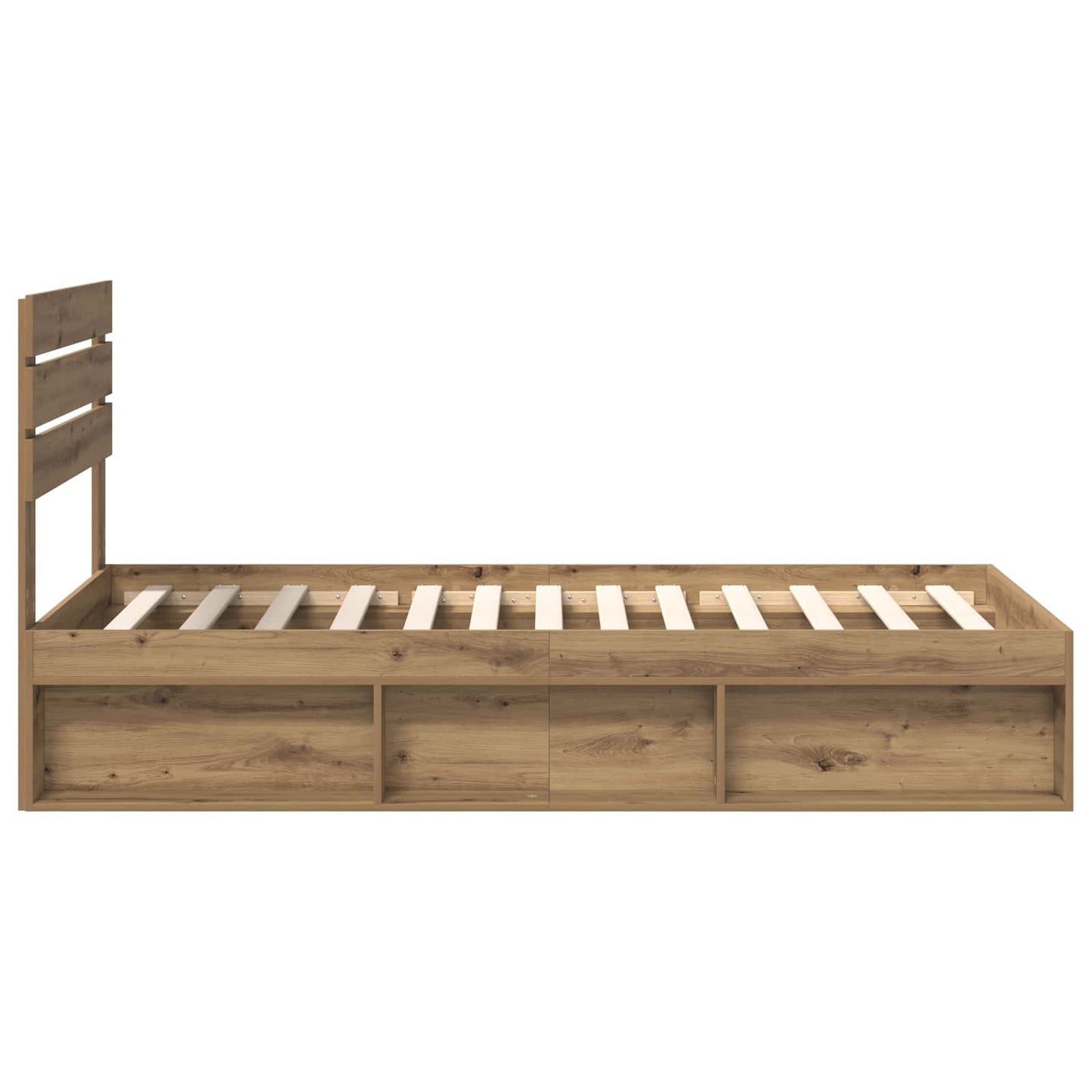 vidaXL Bed Frame Artisian Oak 100 x 200 cm Solid Pine Wood