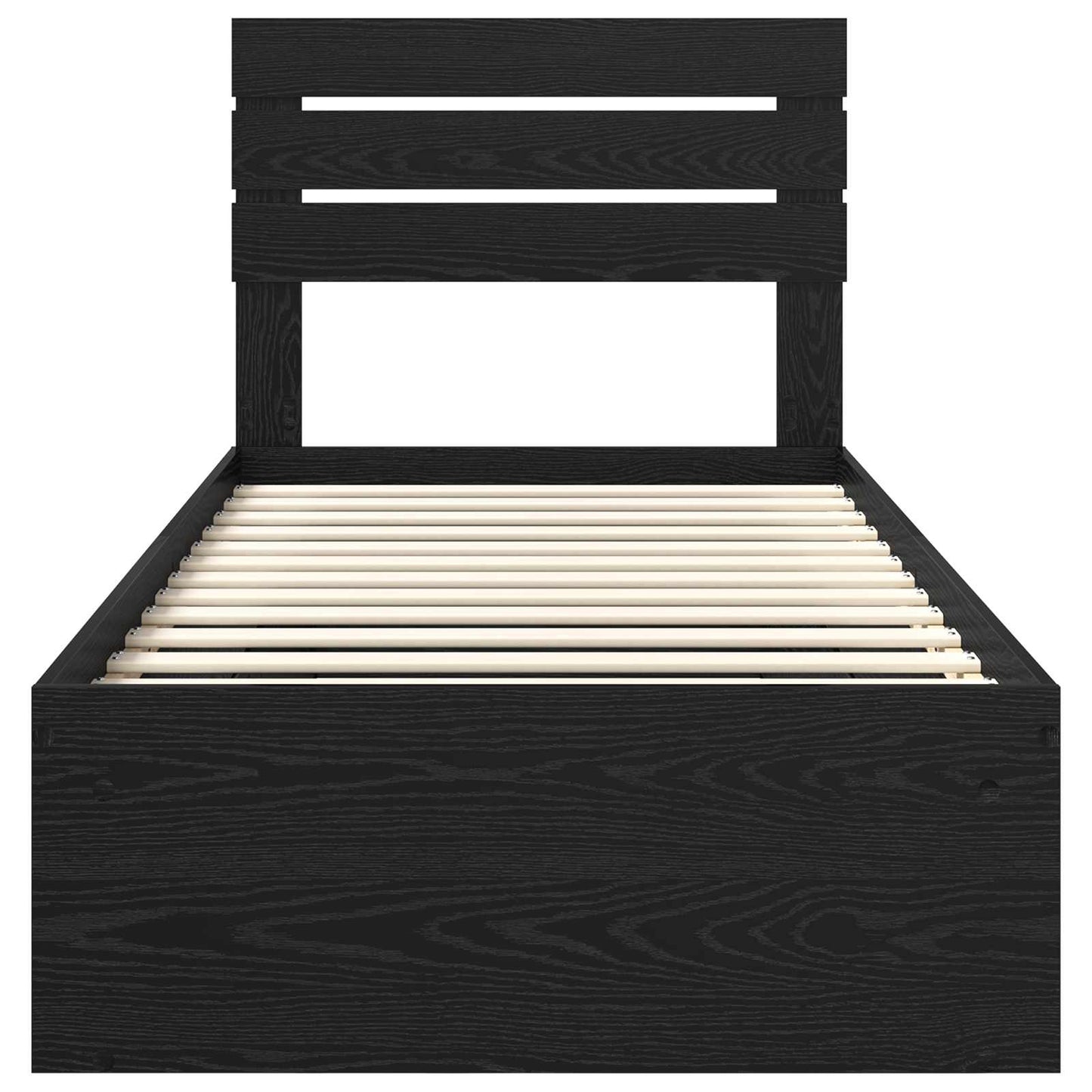 vidaXL Bed Frame with Headboard Black 90 x 200 cm Solid Pine Wood