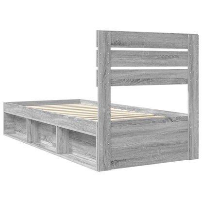 vidaXL Bed Frame Grey Sonoma 90 x 200 cm Solid Pine Wood