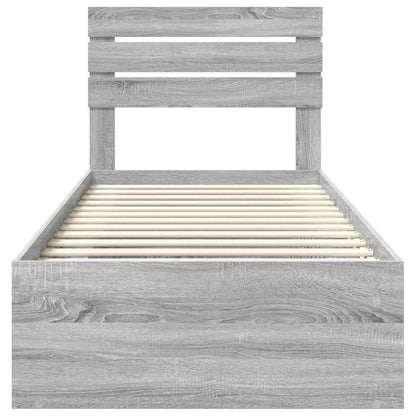 vidaXL Bed Frame Grey Sonoma 90 x 200 cm Solid Pine Wood