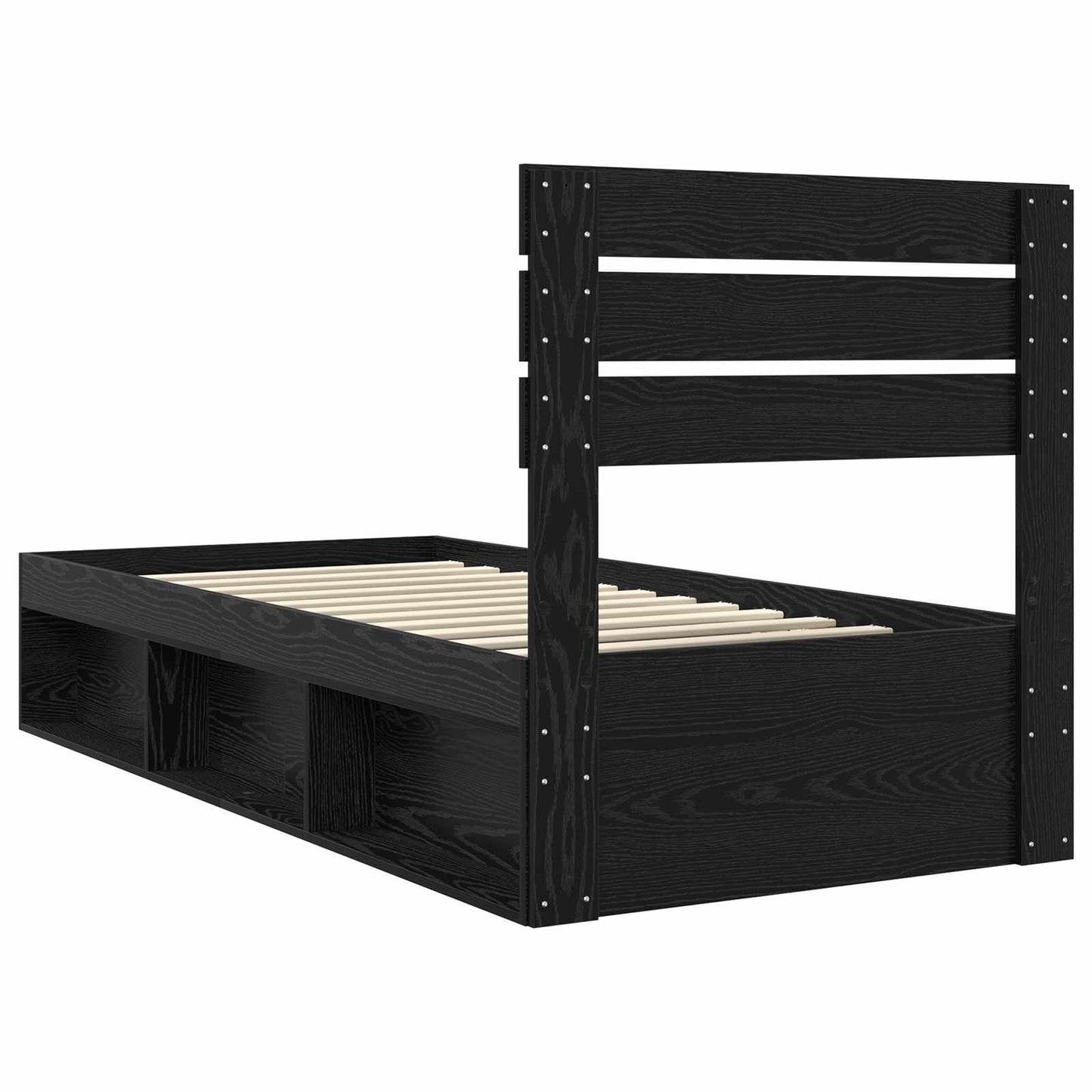 vidaXL Bed Frame with Headboard Black 90 x 190 cm Solid Pine Wood