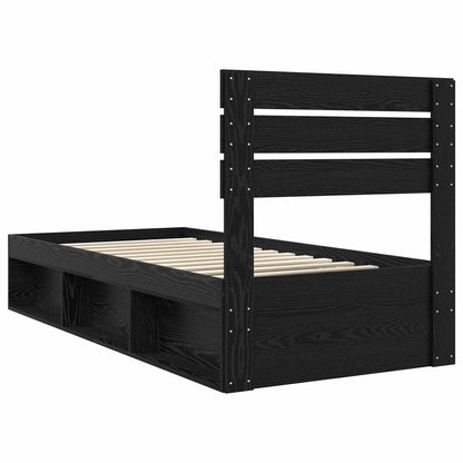 vidaXL Bed Frame with Headboard Black 90 x 190 cm Solid Pine Wood