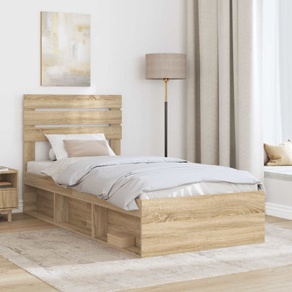 vidaXL Bed Frame with Headboard Sonoma 90 x 190 cm Solid Pine Wood