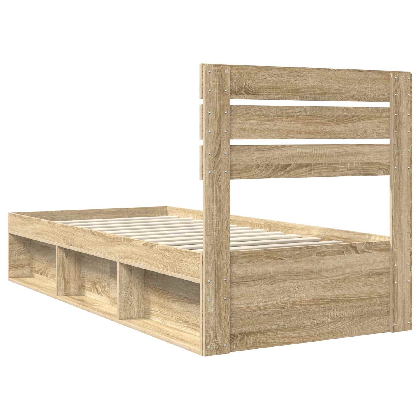 vidaXL Bed Frame with Headboard Sonoma 90 x 190 cm Solid Pine Wood