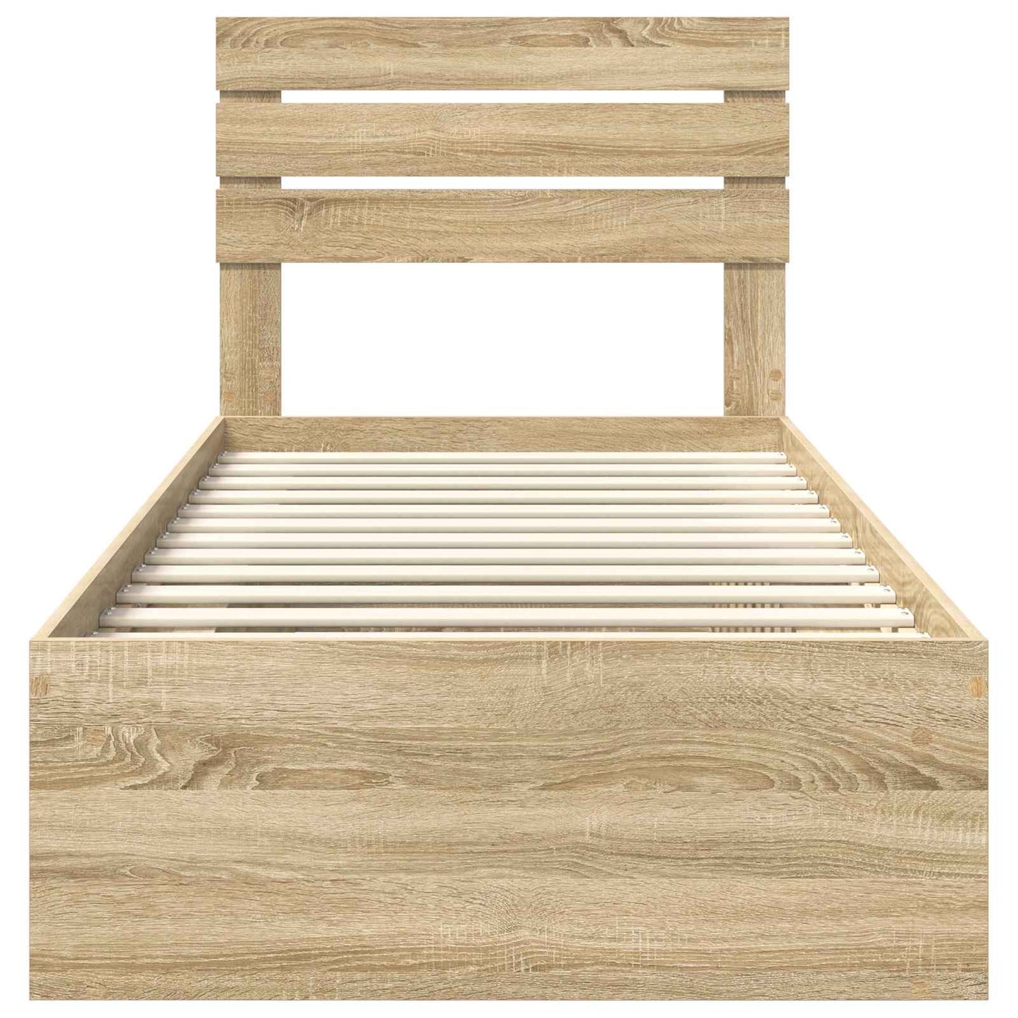 vidaXL Bed Frame with Headboard Sonoma 90 x 190 cm Solid Pine Wood