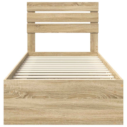 vidaXL Bed Frame with Headboard Sonoma 90 x 190 cm Solid Pine Wood