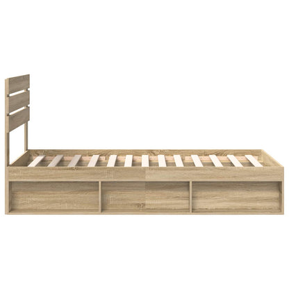 vidaXL Bed Frame with Headboard Sonoma 90 x 190 cm Solid Pine Wood