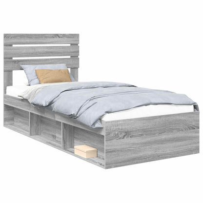 vidaXL Bed Frame Grey Sonoma 90 x 190 cm Solid Pine Wood