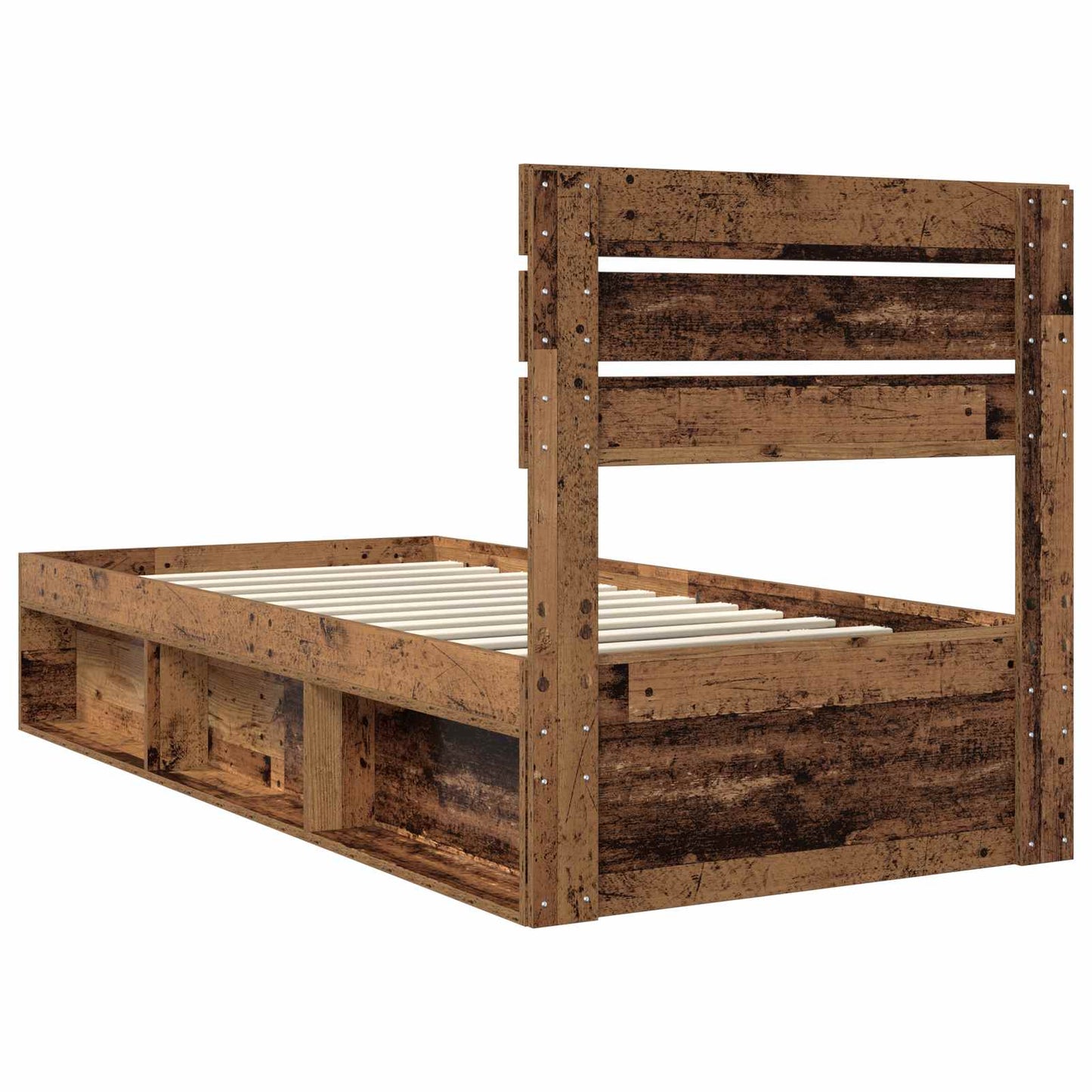 vidaXL Bed Frame with Headboard Old Wood 90 x 190 cm Solid Pine Wood