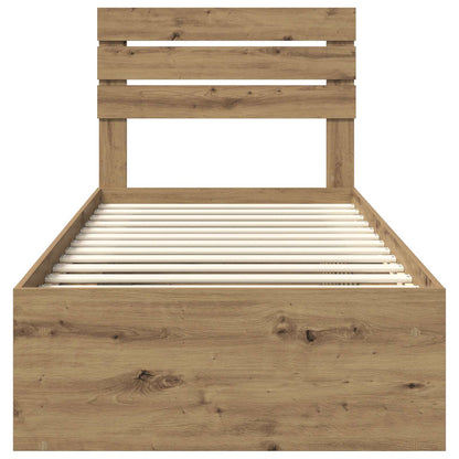 vidaXL Bed Frame Artisian Oak 90 x 190 cm Solid Pine Wood