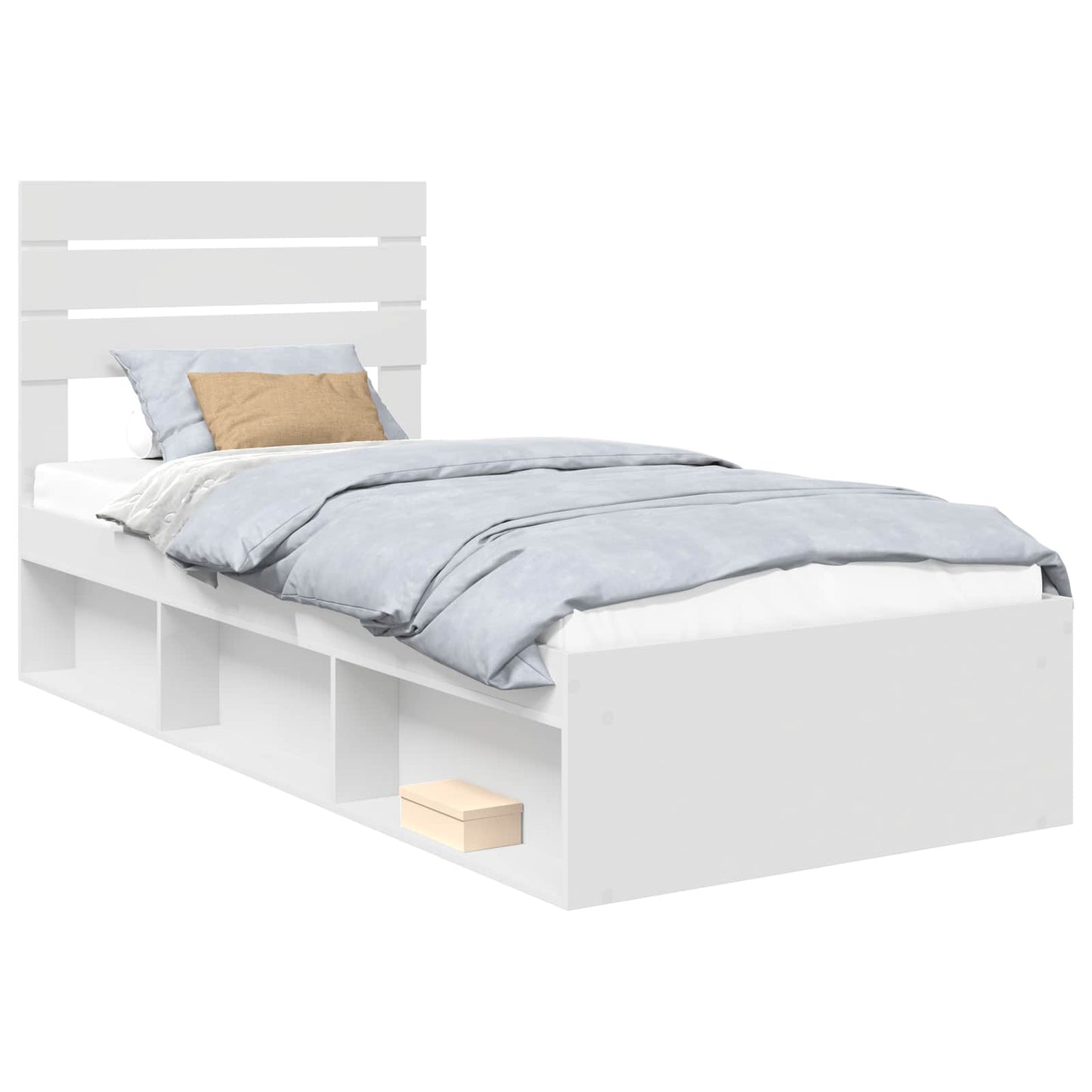 vidaXL Bed Frame with Headboard White 75 x 190 cm Solid Pine Wood