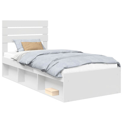 vidaXL Bed Frame with Headboard White 75 x 190 cm Solid Pine Wood