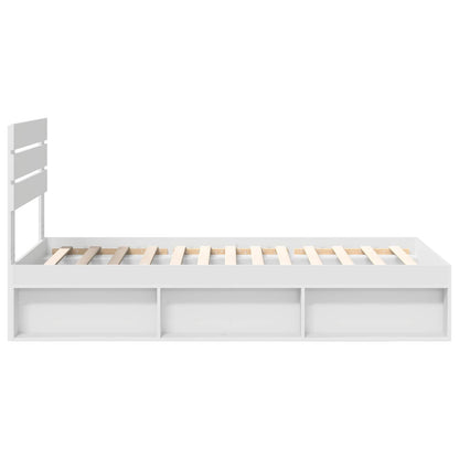 vidaXL Bed Frame with Headboard White 75 x 190 cm Solid Pine Wood