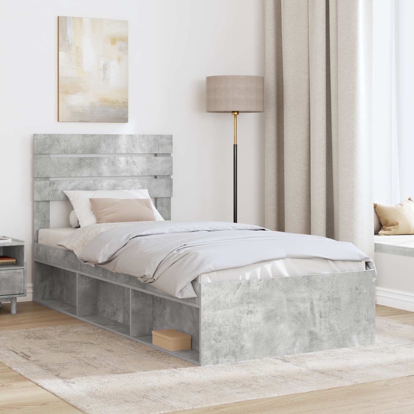vidaXL Bed Frame Concerte Grey 75 x 190 cm Solid Pine Wood
