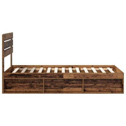 vidaXL Bed Frame with Headboard Old Wood 75 x 190 cm Solid Pine Wood