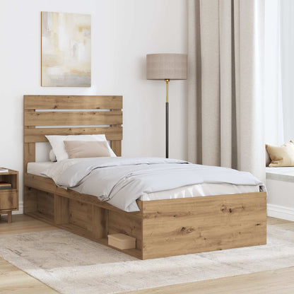 vidaXL Bed Frame Artisian Oak 75 x 190 cm Solid Pine Wood